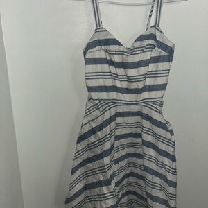 Elegant Striped Blue and White Mini Dress